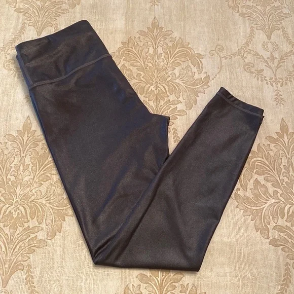 Athleta Elation High Rise Gray Silver Shimmer Leggings M - Picture 4 of 13